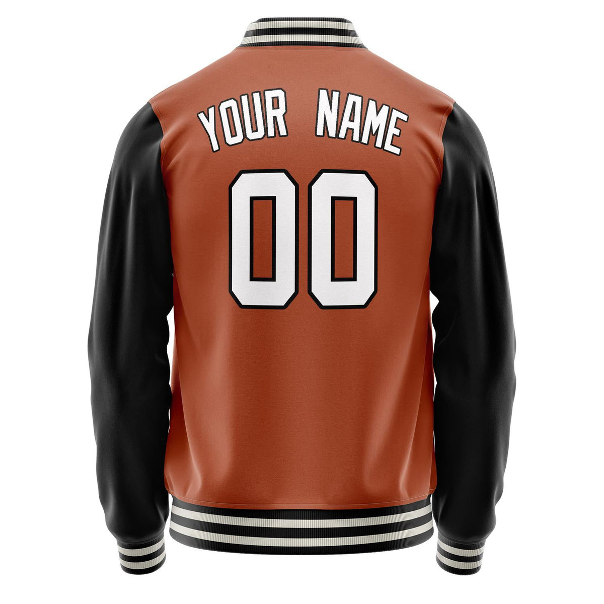 Custom Texas-Orange Black Solid Color Varsity Letterman Jacket JA02240617JG443