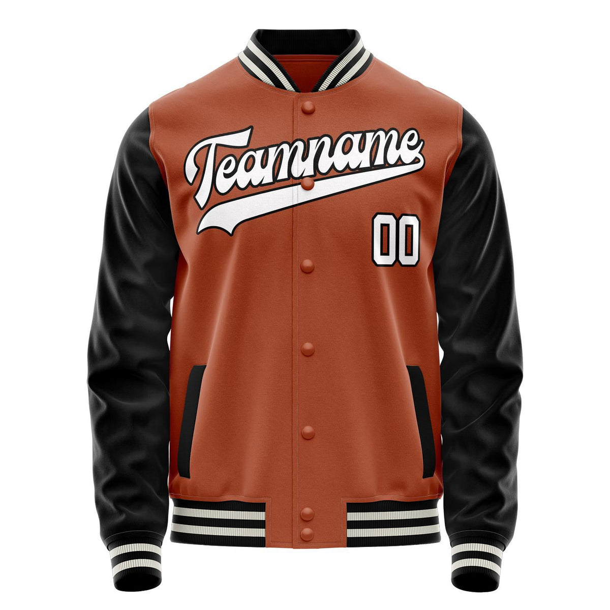 Custom Texas-Orange Black Solid Color Varsity Letterman Jacket JA02240617JG443