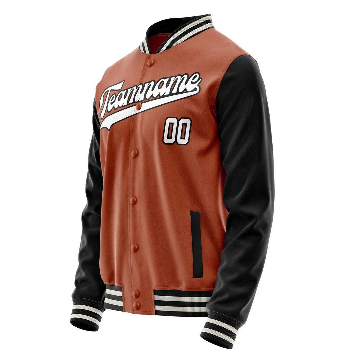 Custom Texas-Orange Black Solid Color Varsity Letterman Jacket JA02240617JG443