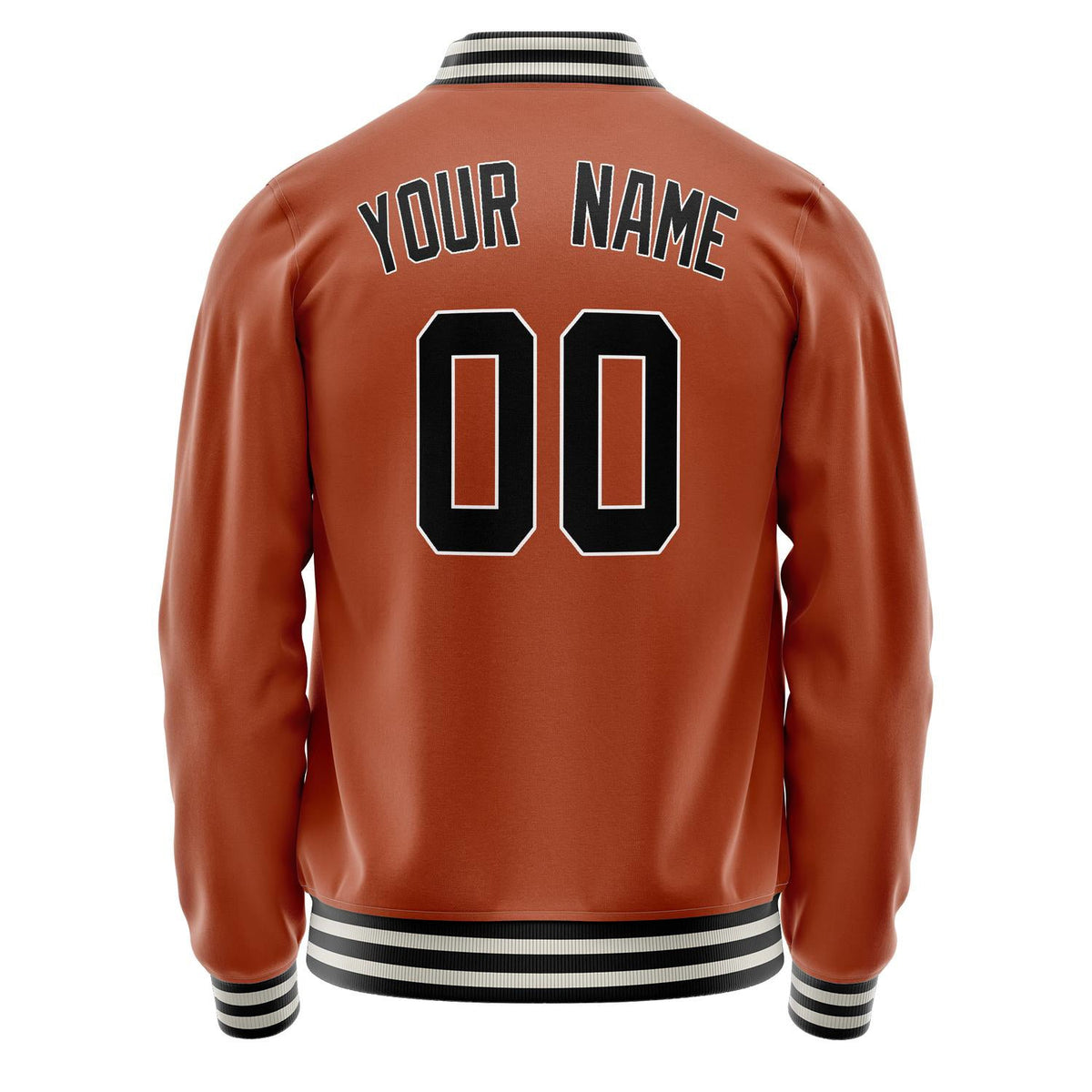 Custom Texas-Orange Black Solid Color Varsity Letterman Jacket JA02240617JG444