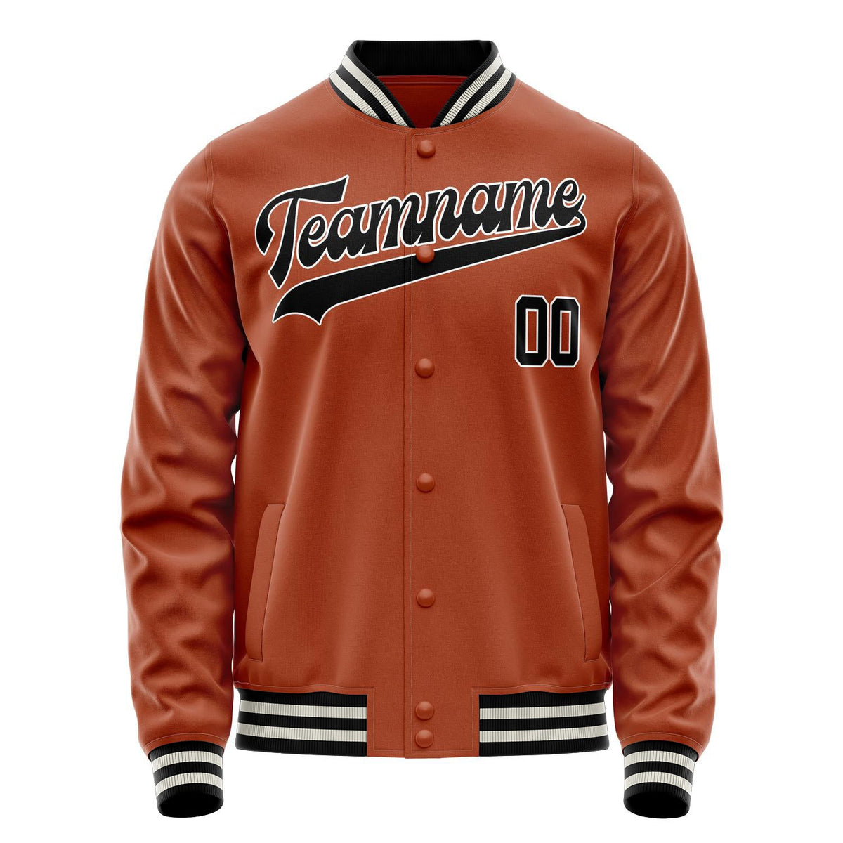 Custom Texas-Orange Black Solid Color Varsity Letterman Jacket JA02240617JG444