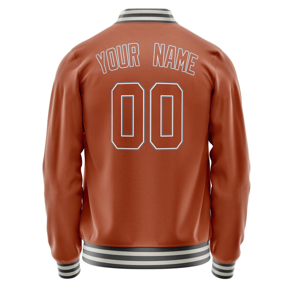 Custom Texas-Orange White Solid Color Varsity Letterman Jacket JA02240617JG445