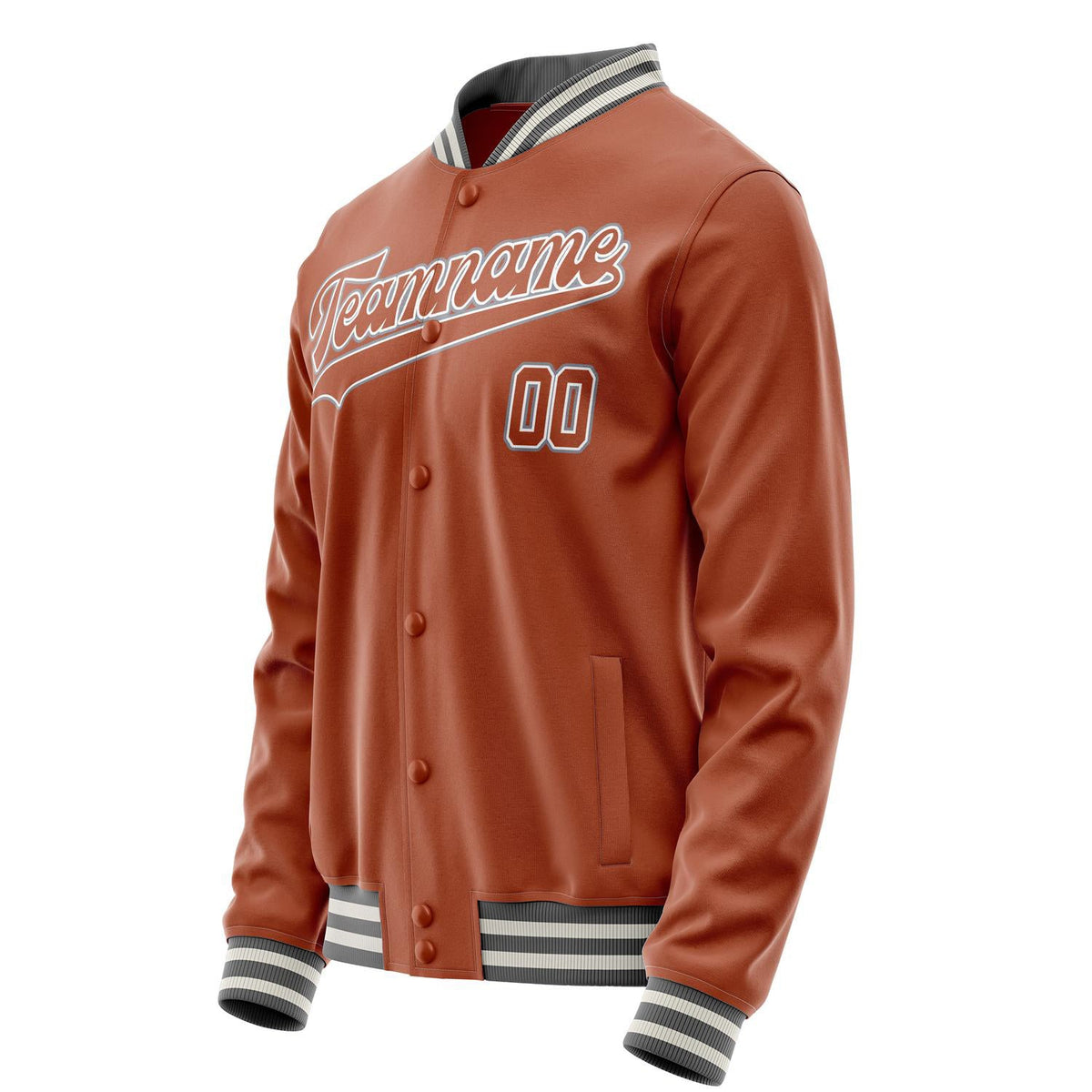 Custom Texas-Orange White Solid Color Varsity Letterman Jacket JA02240617JG445