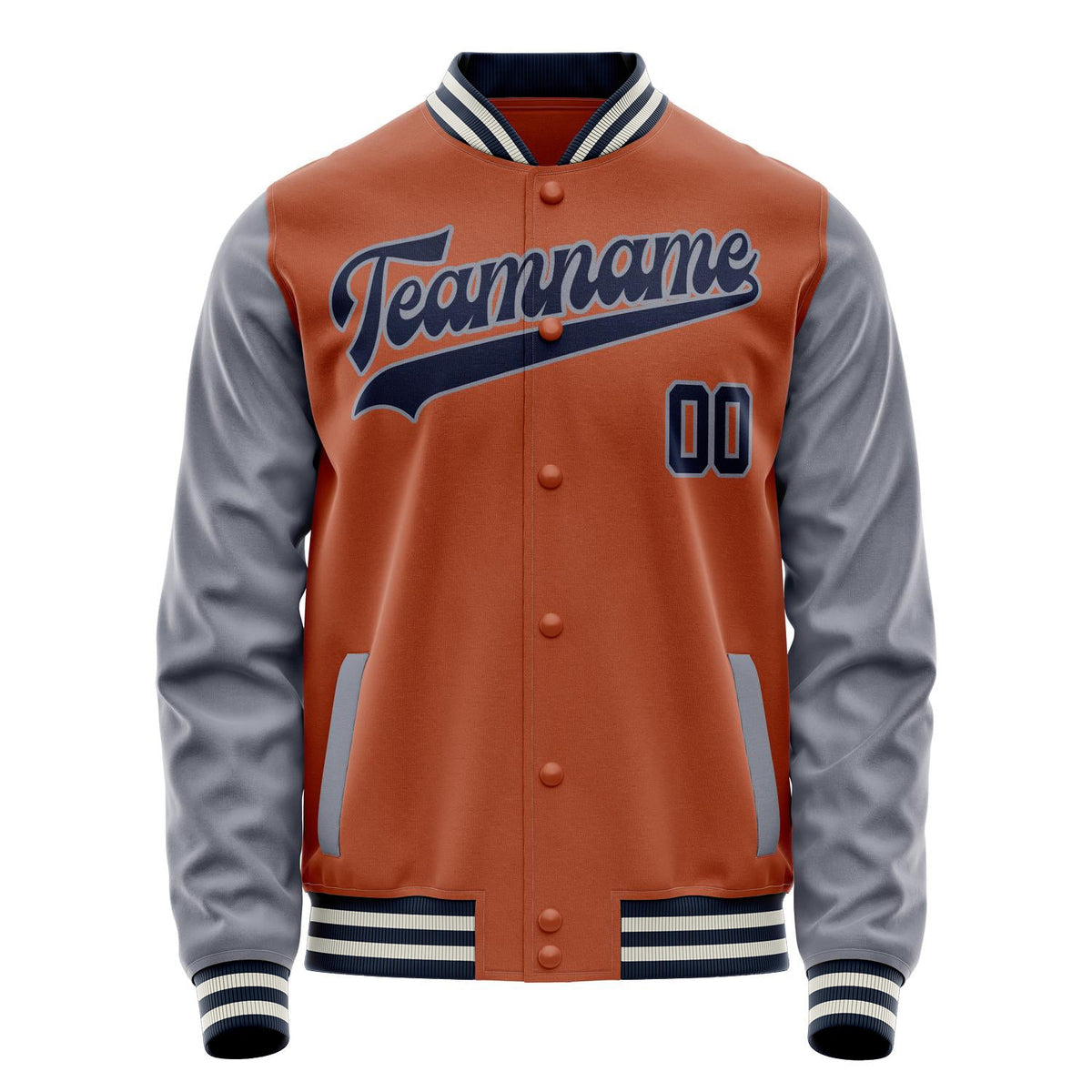 Custom Texas-Orange Gray Solid Color Varsity Letterman Jacket JA02240617JG446