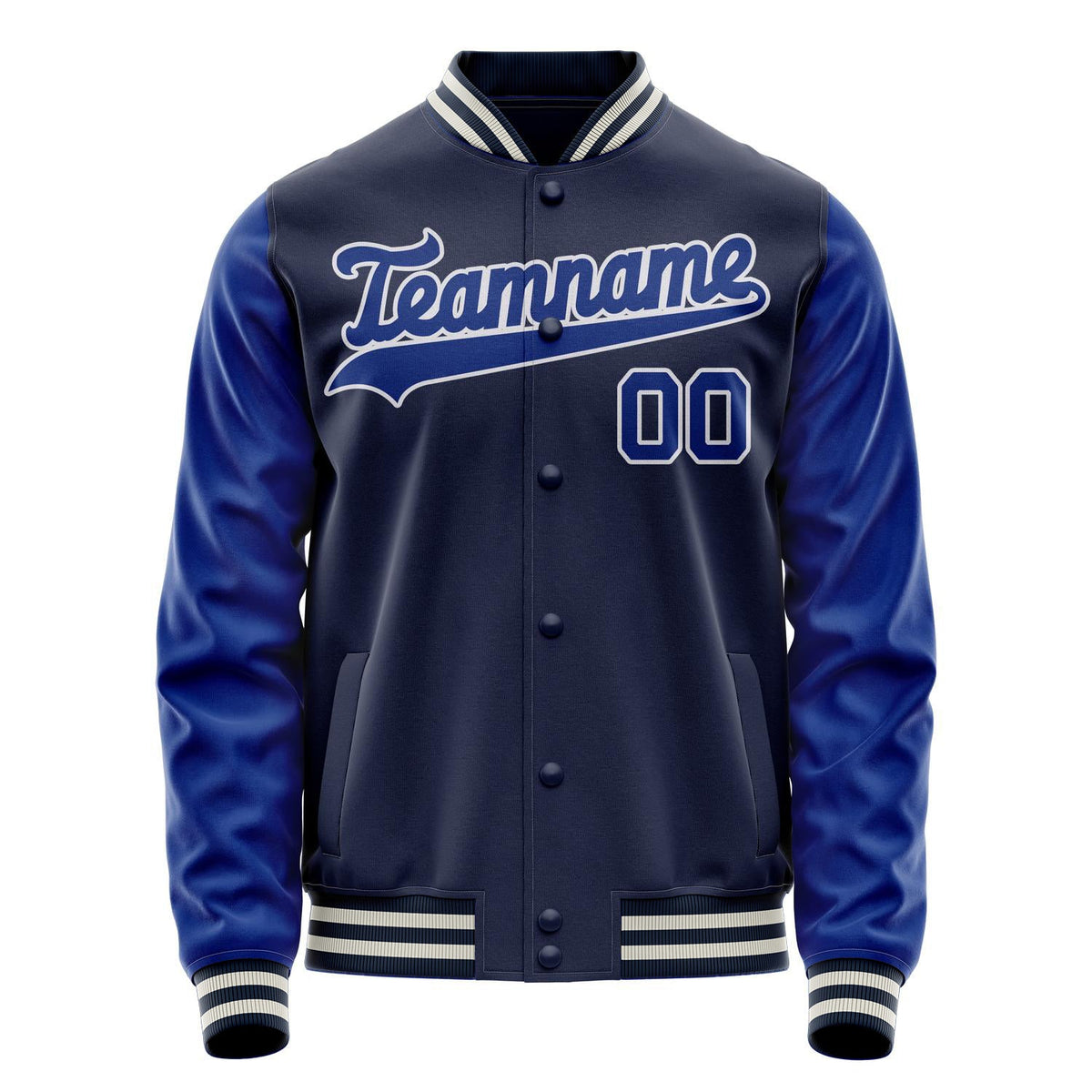 Custom Navy Royal Solid Color Varsity Letterman Jacket JA02240617KZ274