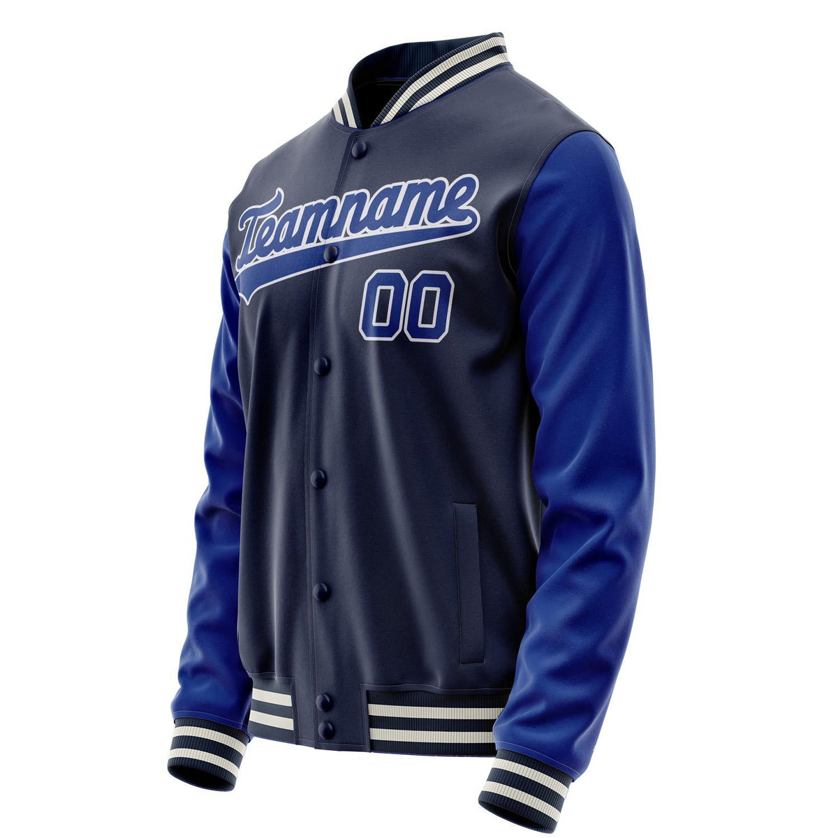 Custom Navy Royal Solid Color Varsity Letterman Jacket JA02240617KZ274