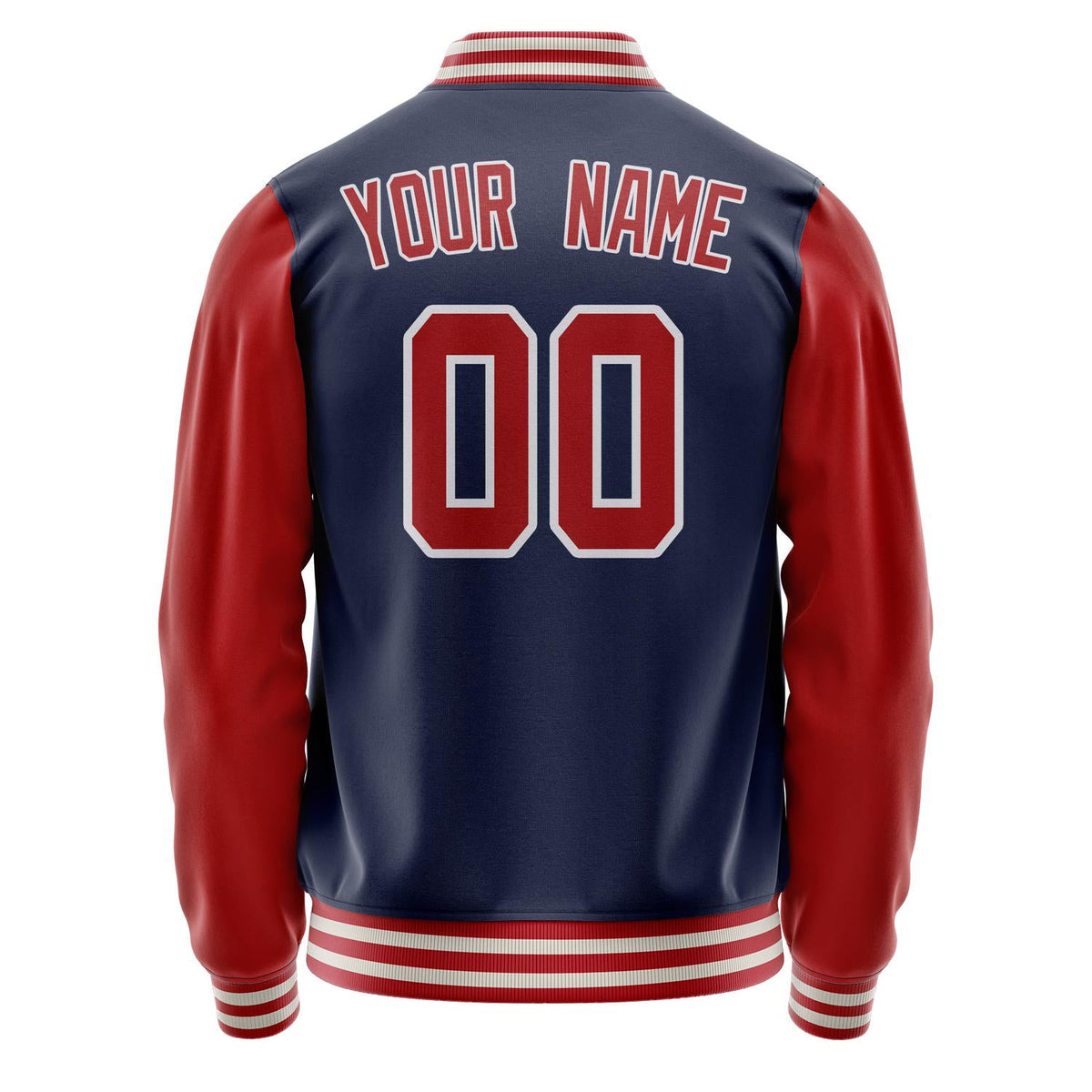 Custom Navy Red Solid Color Varsity Letterman Jacket JA02240617KZ277