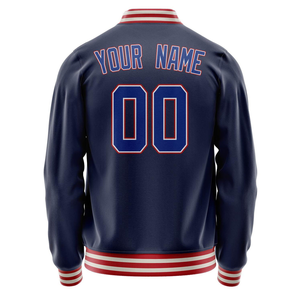 Custom Navy Red Solid Color Varsity Letterman Jacket JA02240617KZ280