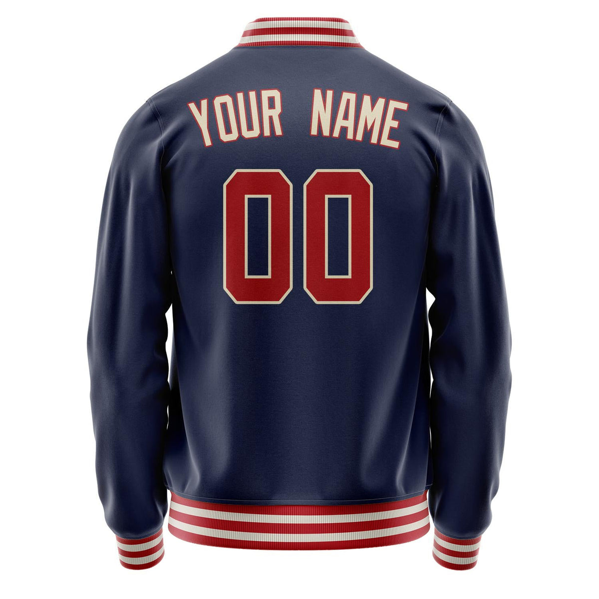 Custom Navy Red Solid Color Varsity Letterman Jacket JA02240617KZ282