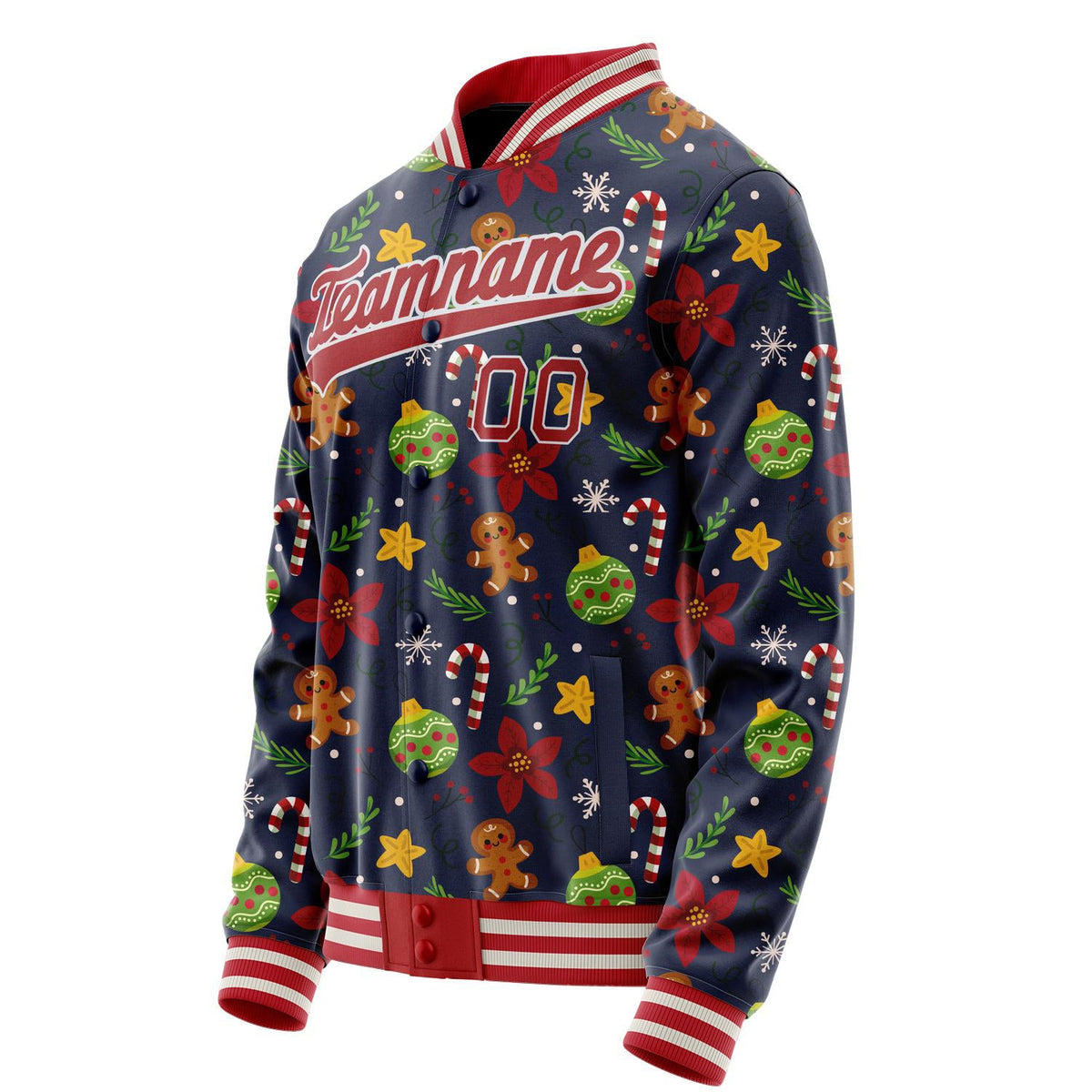 Custom Navy Red Christmas 3D Varsity Letterman Jacket JA02240617KZ285