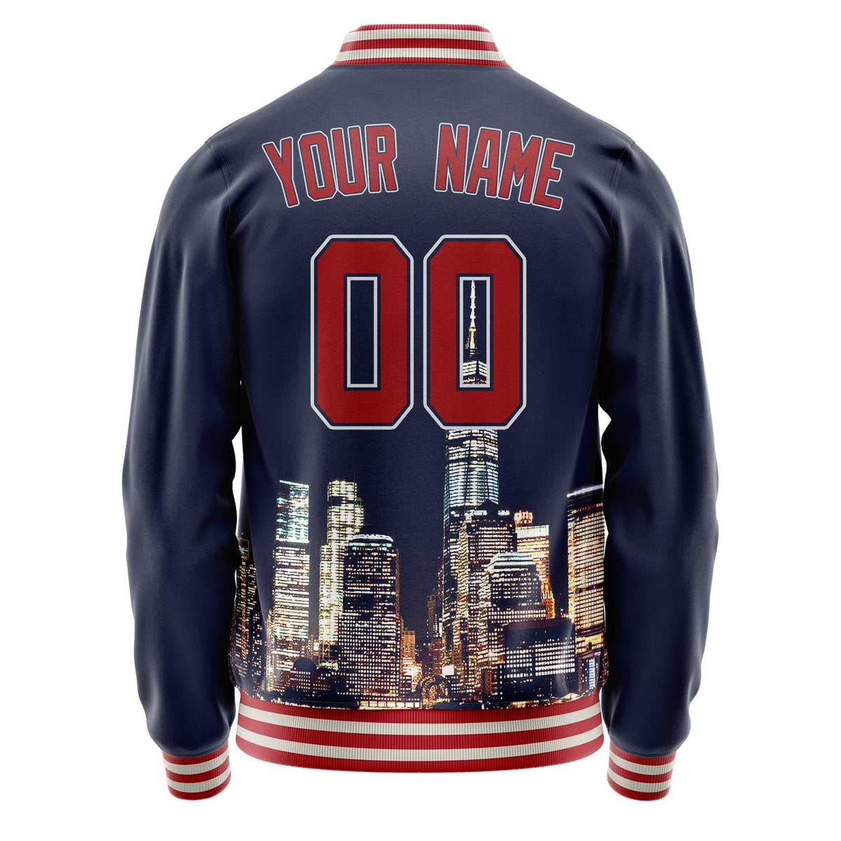 Custom Navy Red 3D Boston Massachusetts City Edition Varsity Letterman Jacket JA02240617KZ287