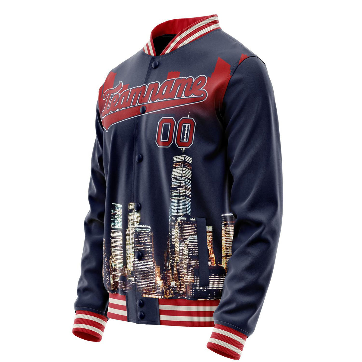 Custom Navy Red 3D Boston Massachusetts City Edition Varsity Letterman Jacket JA02240617KZ287