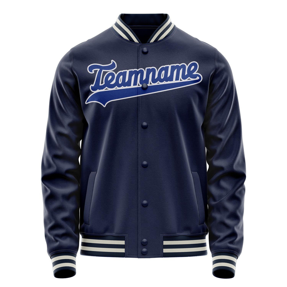 Custom Navy Royal Solid Color Varsity Letterman Jacket JA02240617KZ290