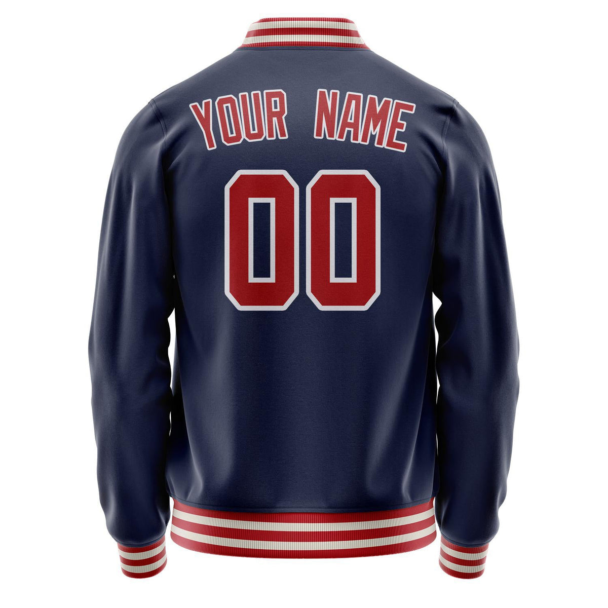 Custom Navy Red Solid Color Varsity Letterman Jacket JA02240617KZ295