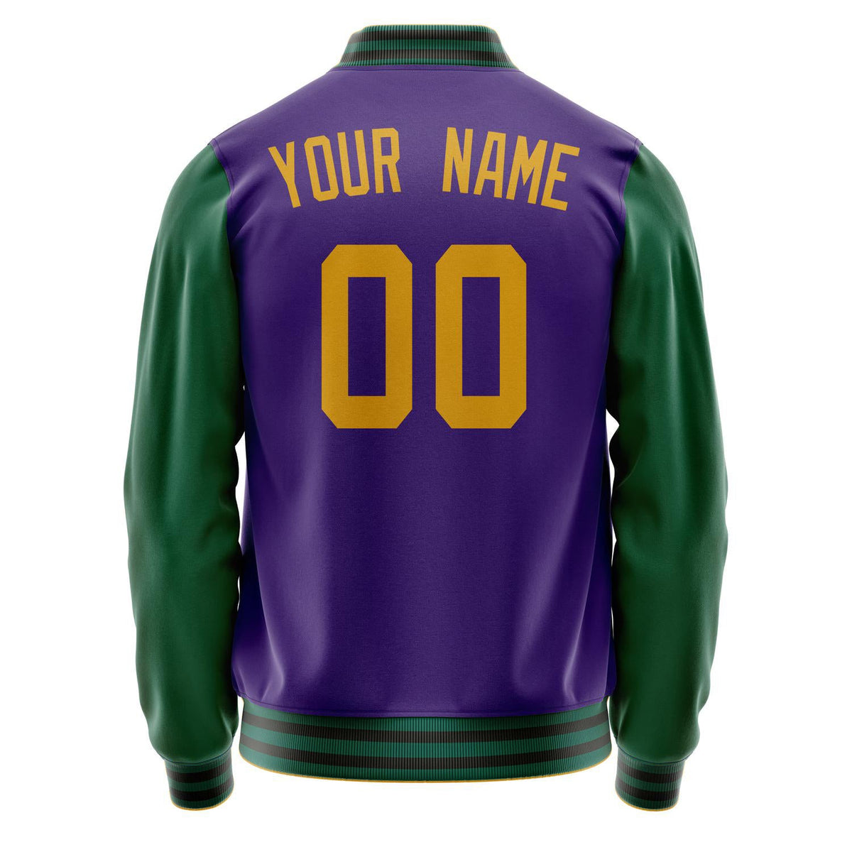 Custom Purple Kelly-Green Solid Color Varsity Letterman Jacket JA02240617KZ356