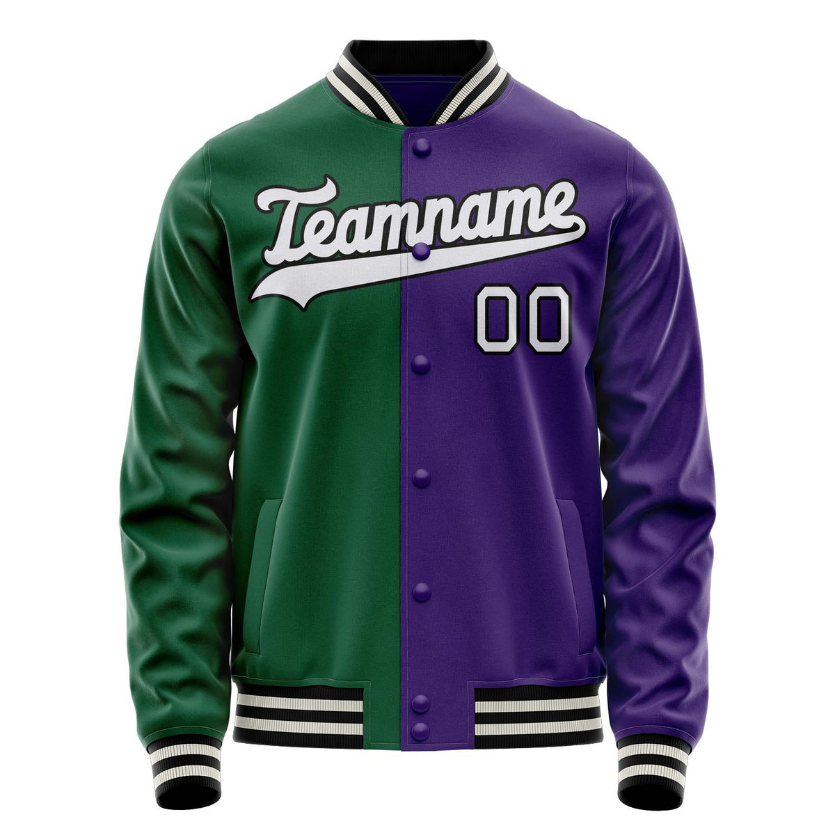 Custom Purple Kelly-Green Split Varsity Letterman Jacket JA02240617KZ358