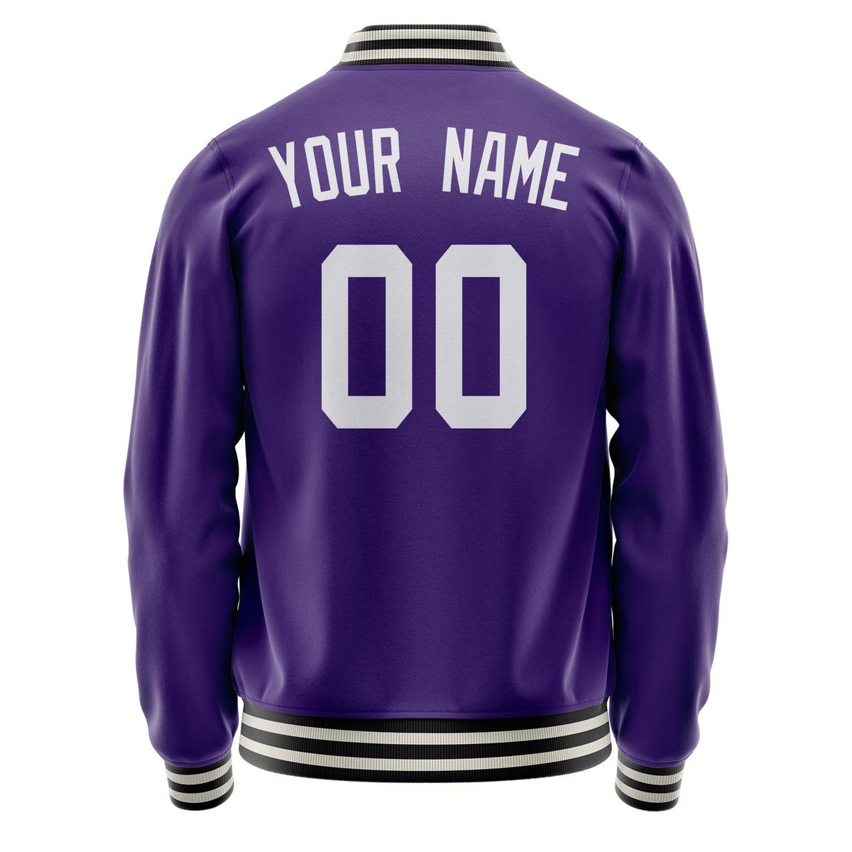 Custom Purple White Solid Color Varsity Letterman Jacket JA02240617KZ359