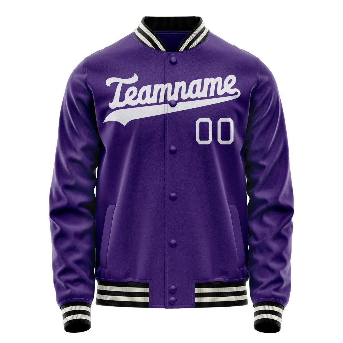 Custom Purple White Solid Color Varsity Letterman Jacket JA02240617KZ359