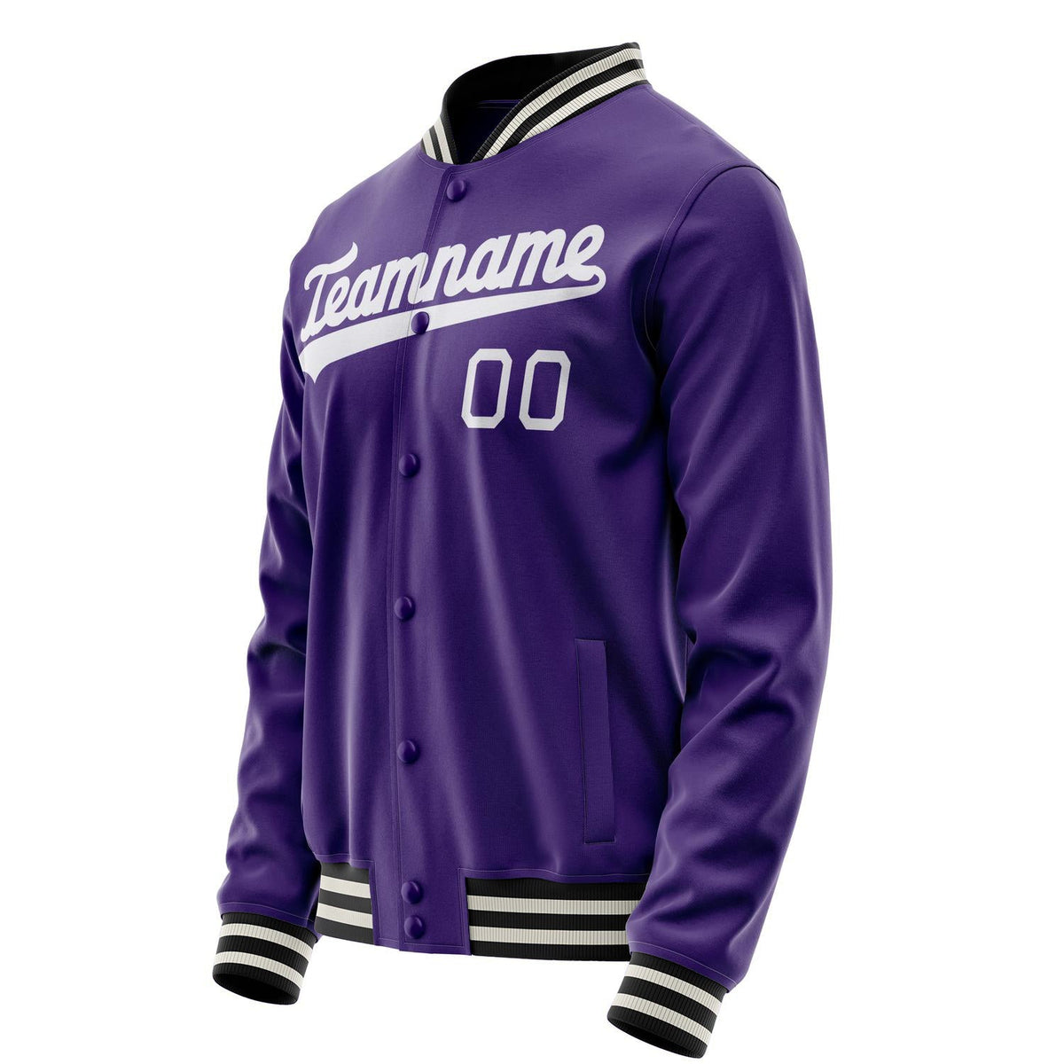 Custom Purple White Solid Color Varsity Letterman Jacket JA02240617KZ359