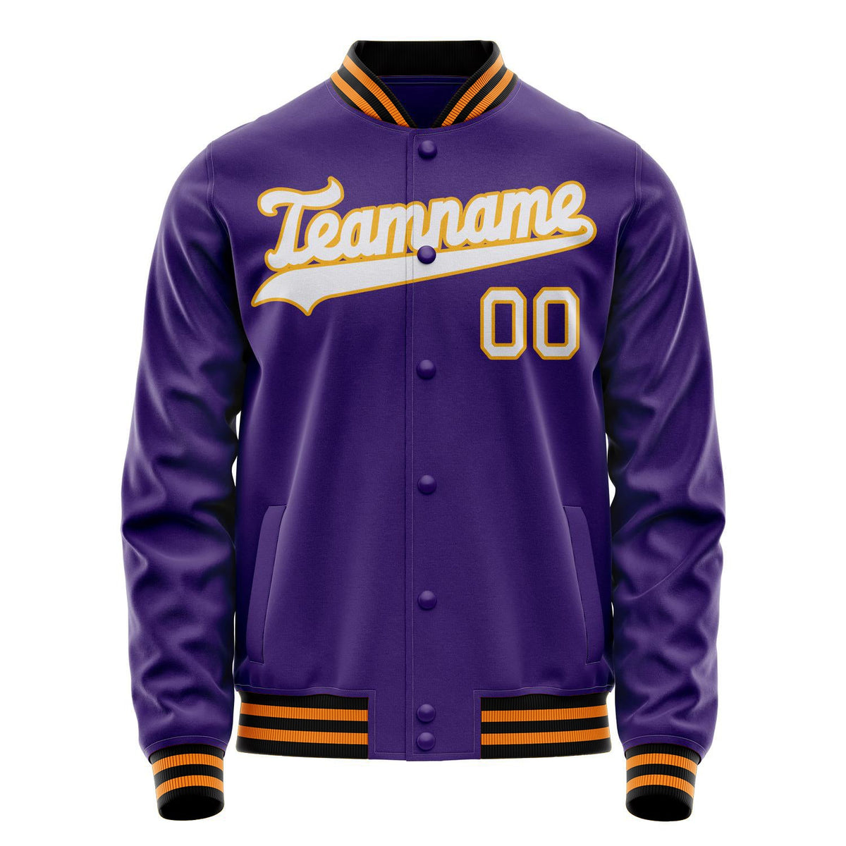 Custom Purple White Solid Color Varsity Letterman Jacket JA02240617KZ361