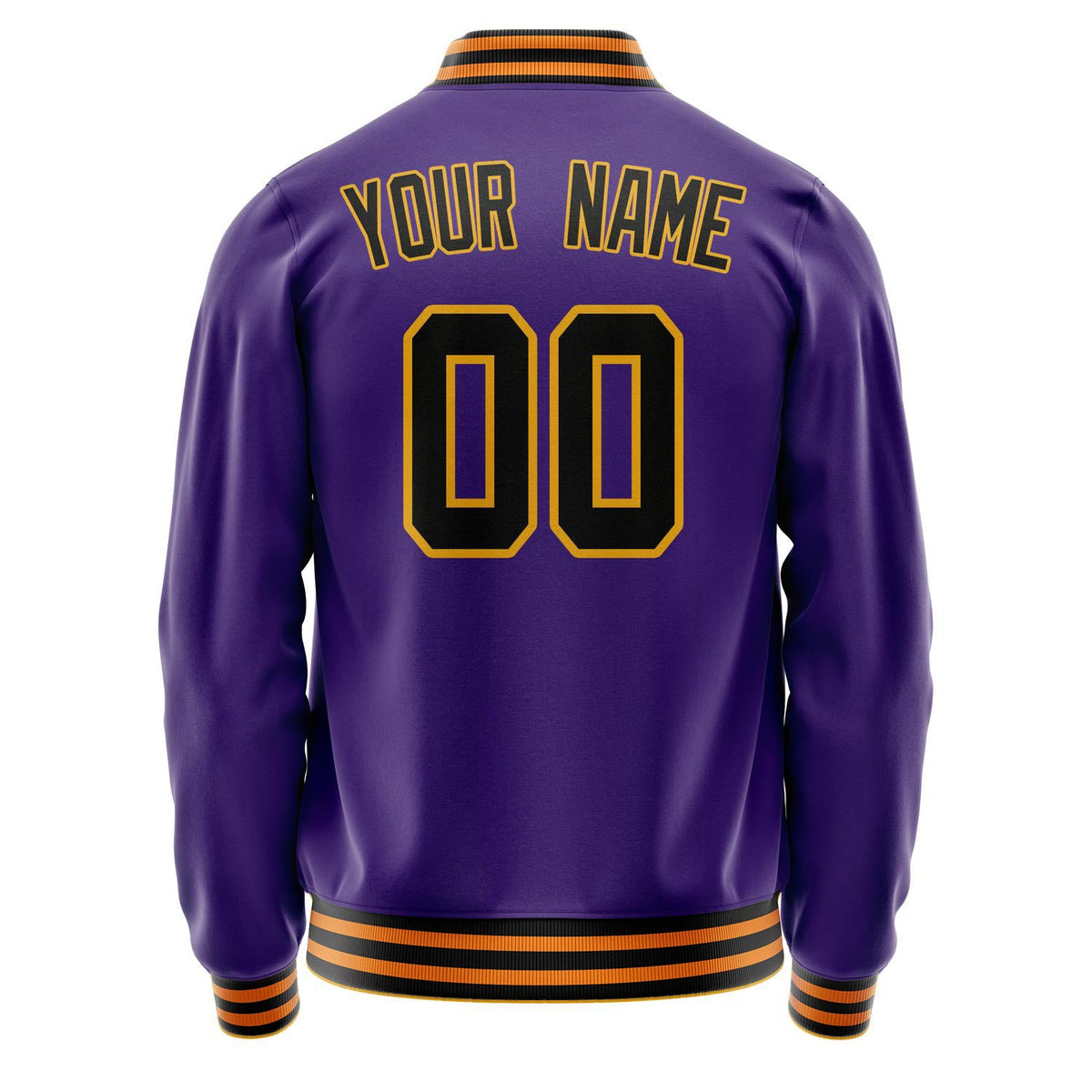 Custom Purple Black Solid Color Varsity Letterman Jacket JA02240617KZ362