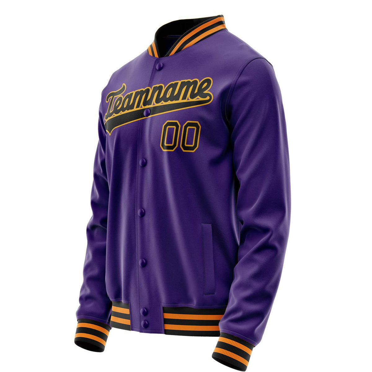 Custom Purple Black Solid Color Varsity Letterman Jacket JA02240617KZ362