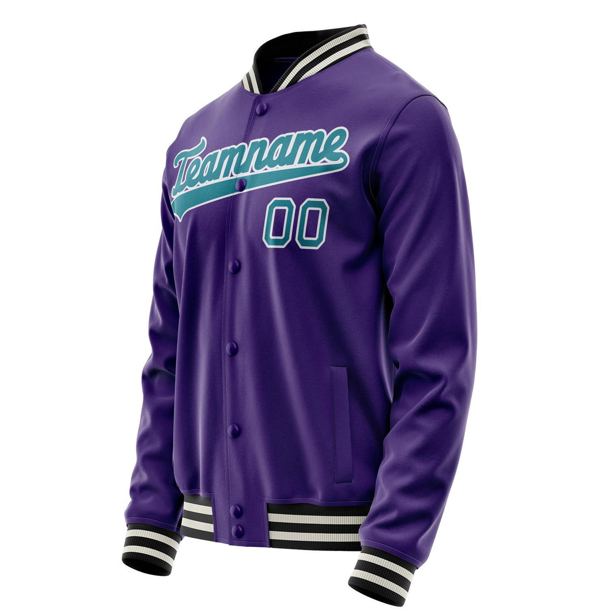 Custom Purple Teal Solid Color Varsity Letterman Jacket JA02240617KZ363