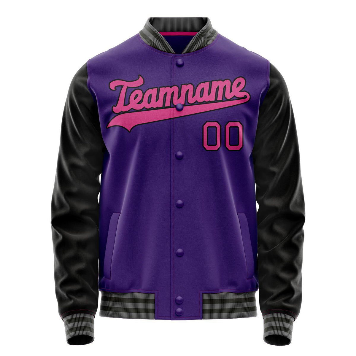 Custom Purple Pink Solid Color Varsity Letterman Jacket JA02240617KZ364