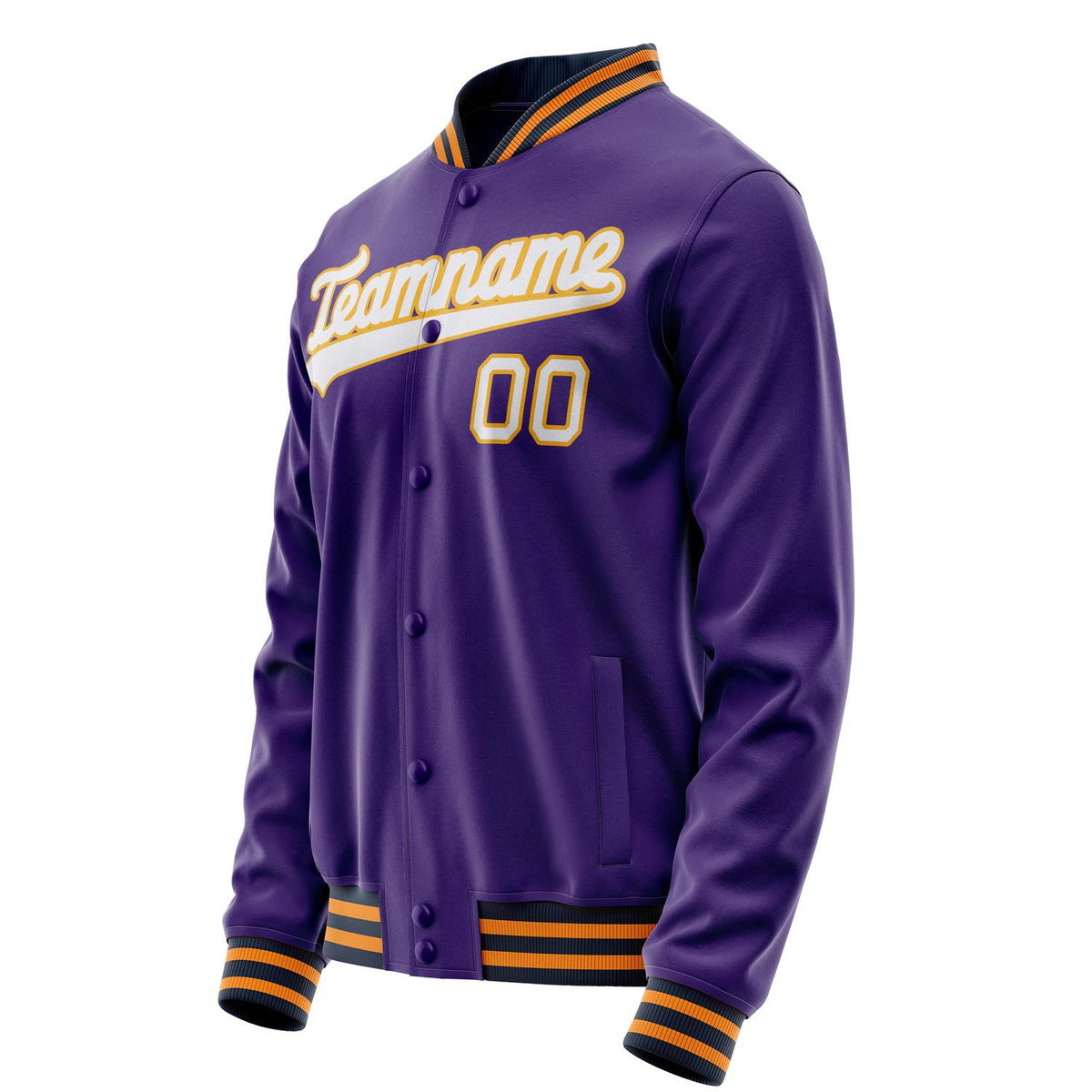 Custom Purple White Solid Color Varsity Letterman Jacket JA02240617KZ365