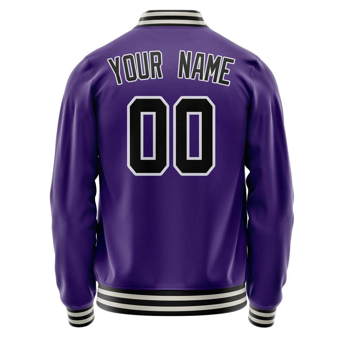 Custom Purple Black Solid Color Varsity Letterman Jacket JA02240617KZ366