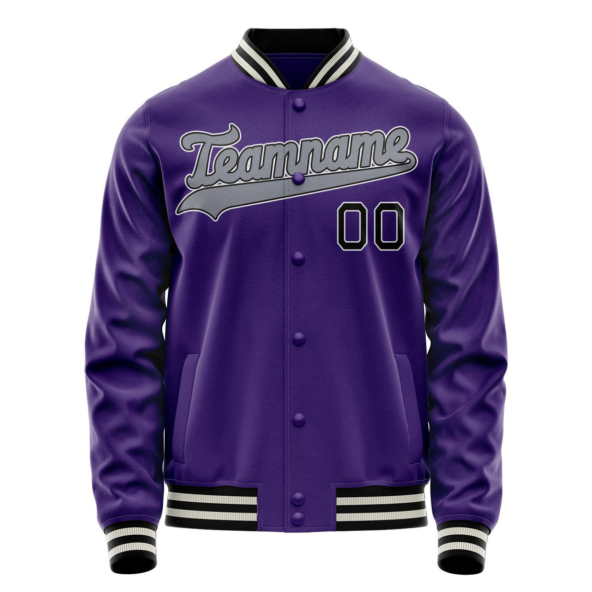 Custom Purple Black Solid Color Varsity Letterman Jacket JA02240617KZ366