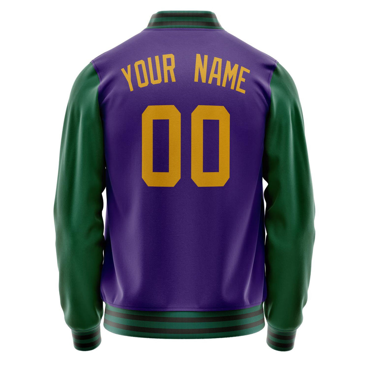 Custom Purple Kelly-Green Solid Color Varsity Letterman Jacket JA02240617KZ367