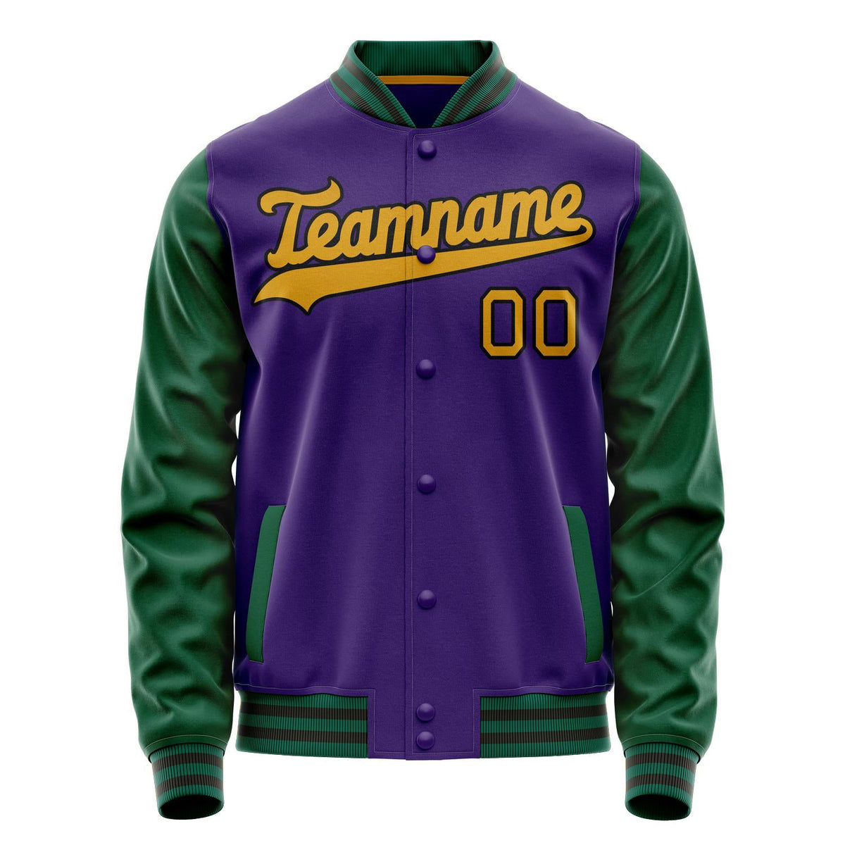 Custom Purple Kelly-Green Solid Color Varsity Letterman Jacket JA02240617KZ367