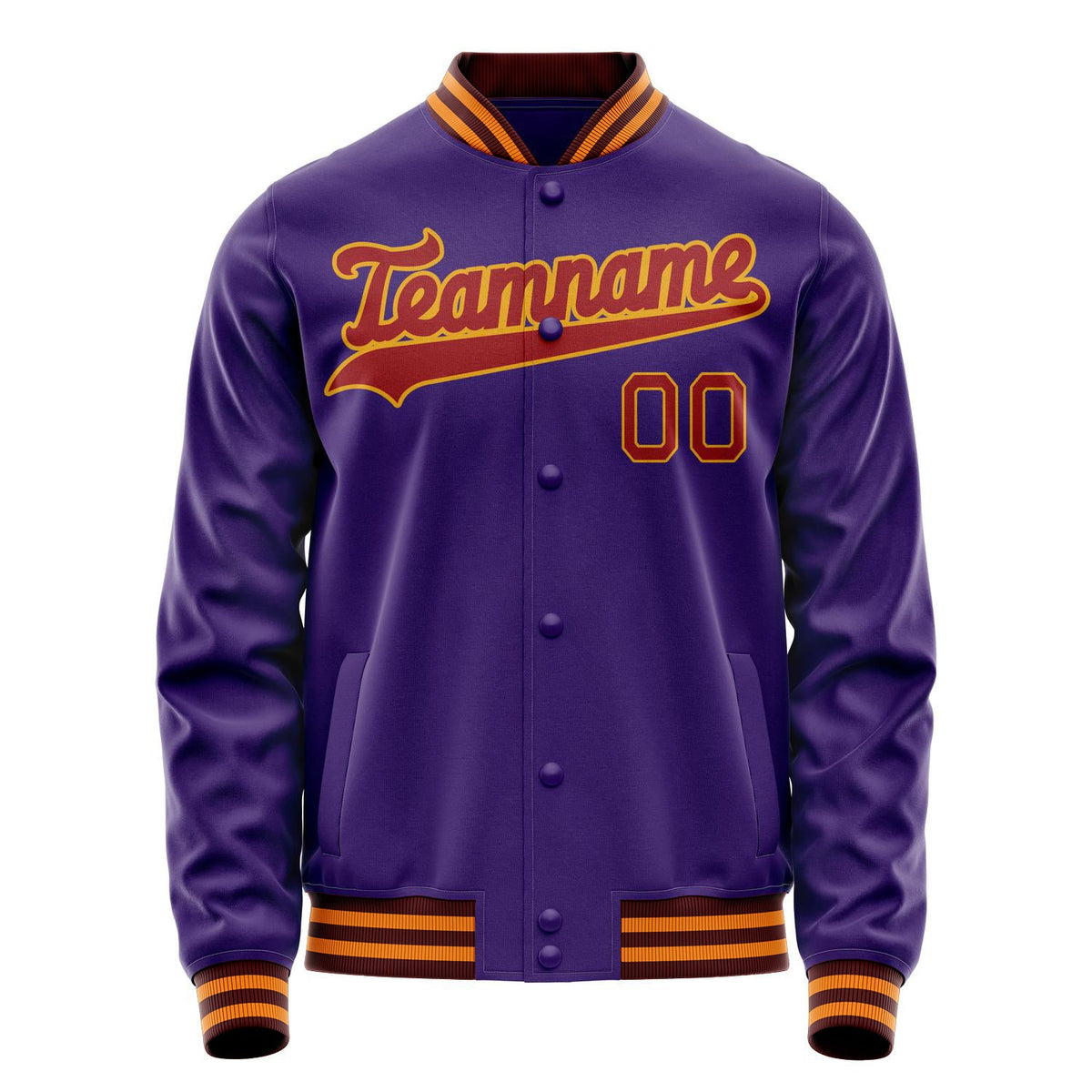 Custom Purple Red Solid Color Varsity Letterman Jacket JA02240617KZ369