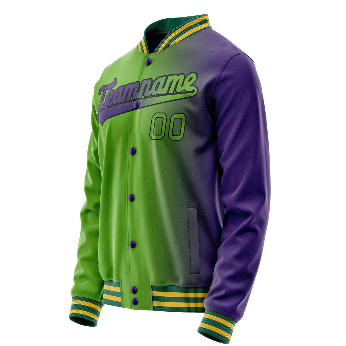 Custom Purple Kelly-Green Gradient Varsity Letterman Jacket JA02240617KZ370