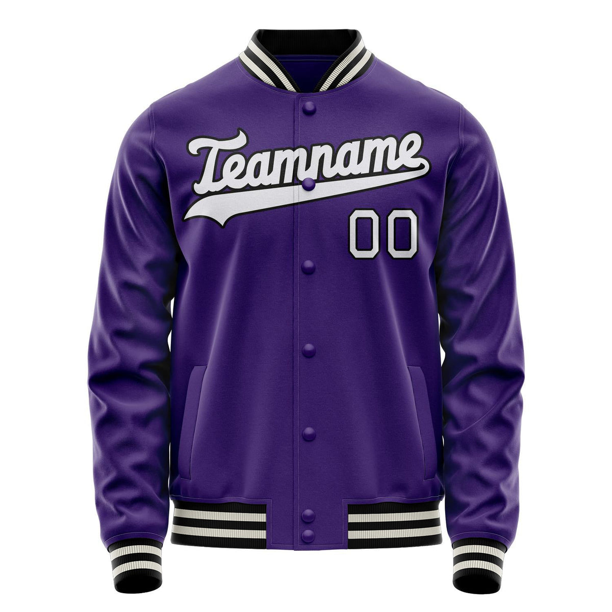 Custom Purple White Solid Color Varsity Letterman Jacket JA02240617KZ371