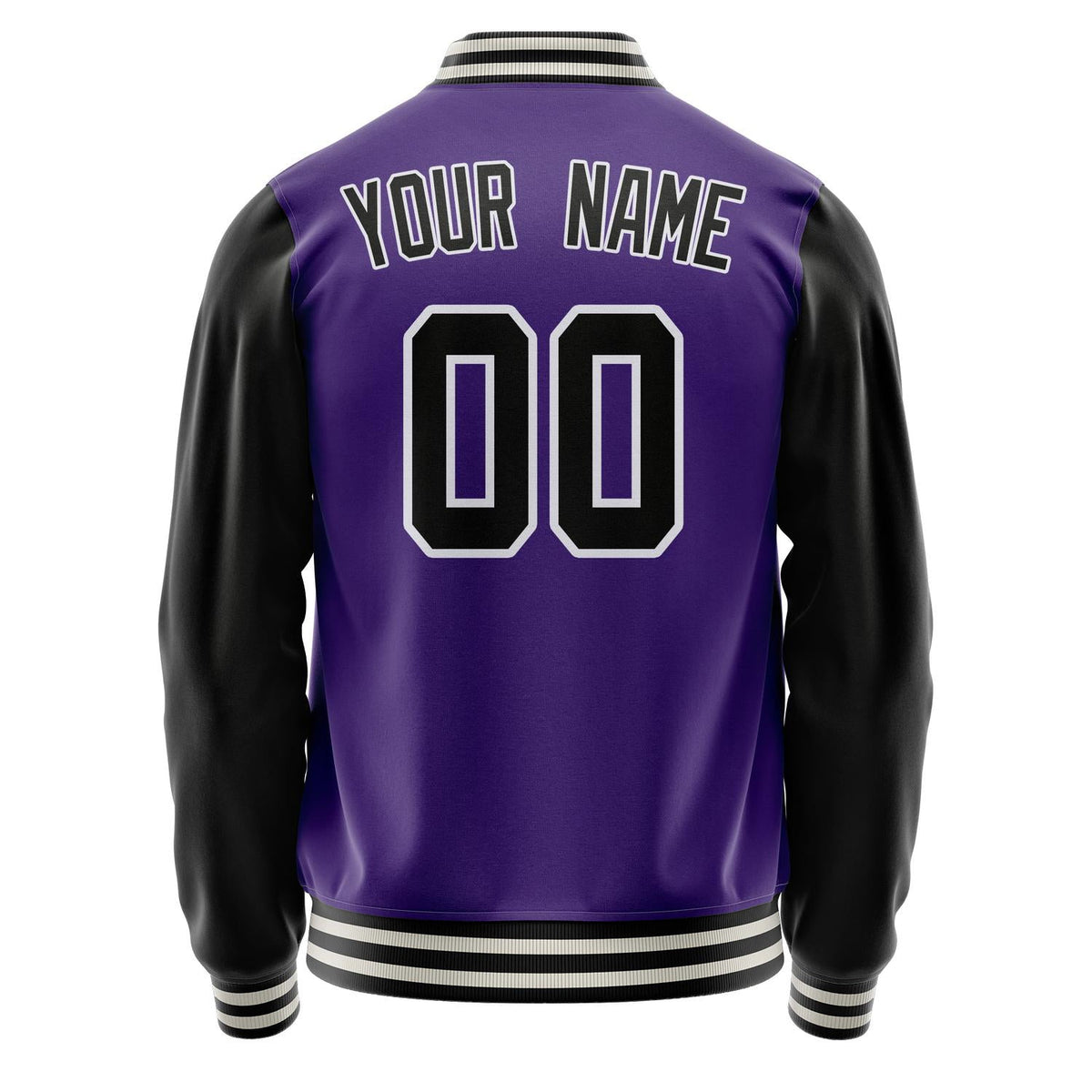 Custom Purple Black Solid Color Varsity Letterman Jacket JA02240617KZ372