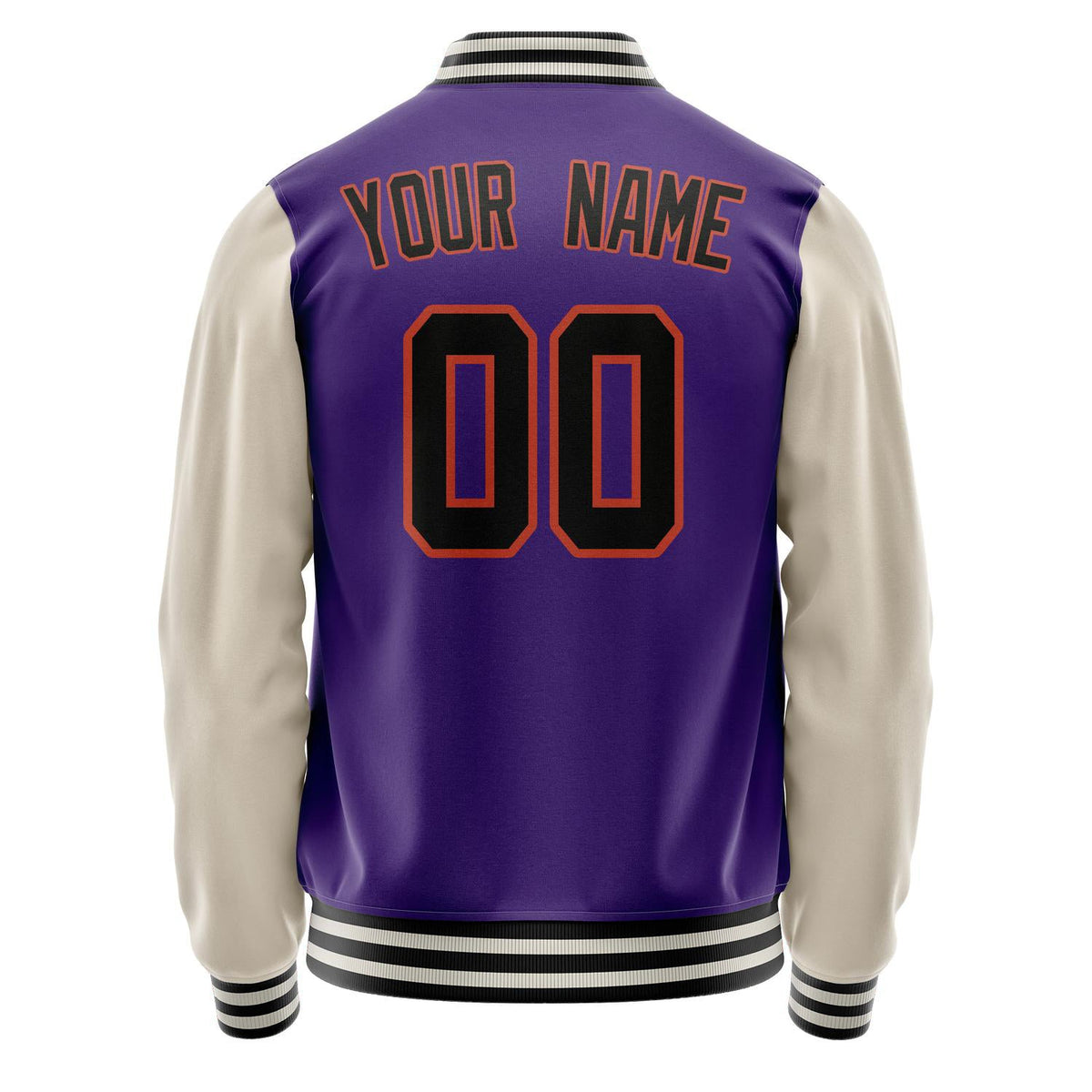 Custom Purple Cream Solid Color Varsity Letterman Jacket JA02240617KZ374