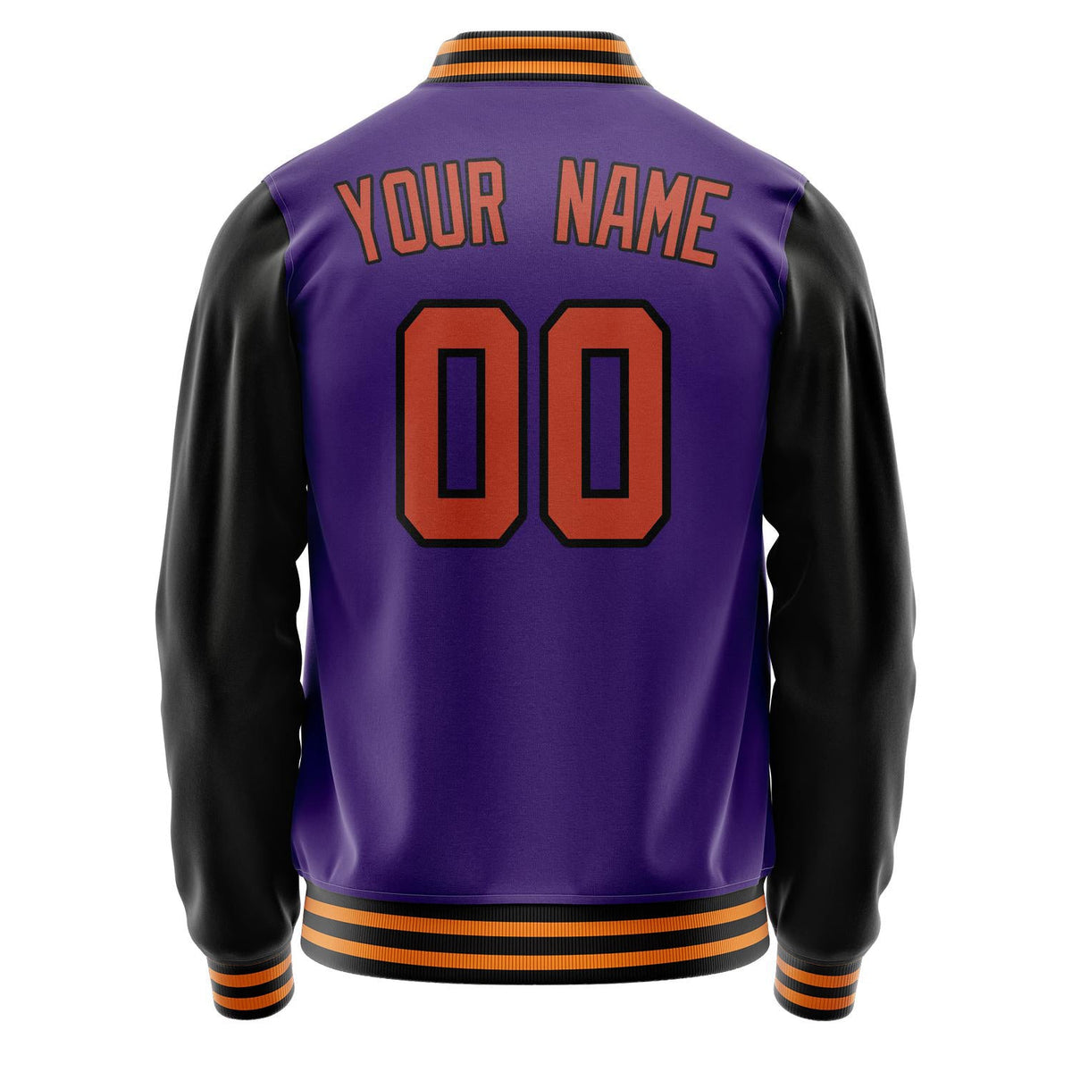 Custom Purple Black Solid Color Varsity Letterman Jacket JA02240617KZ375