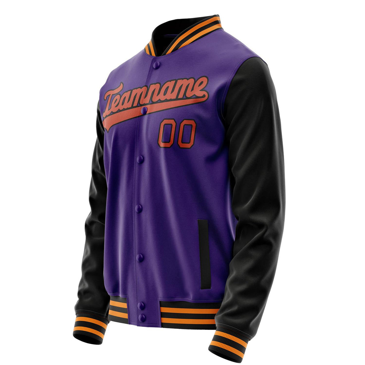 Custom Purple Black Solid Color Varsity Letterman Jacket JA02240617KZ375