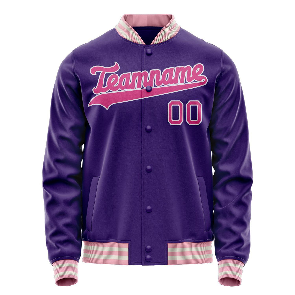 Custom Purple Pink Solid Color Varsity Letterman Jacket JA02240617KZ376