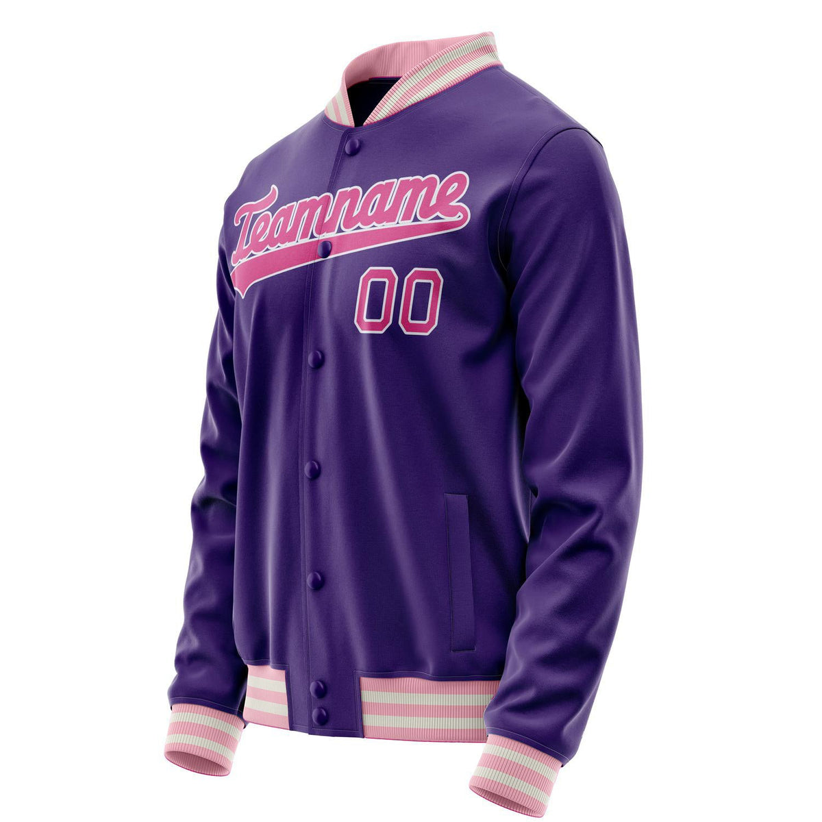 Custom Purple Pink Solid Color Varsity Letterman Jacket JA02240617KZ376