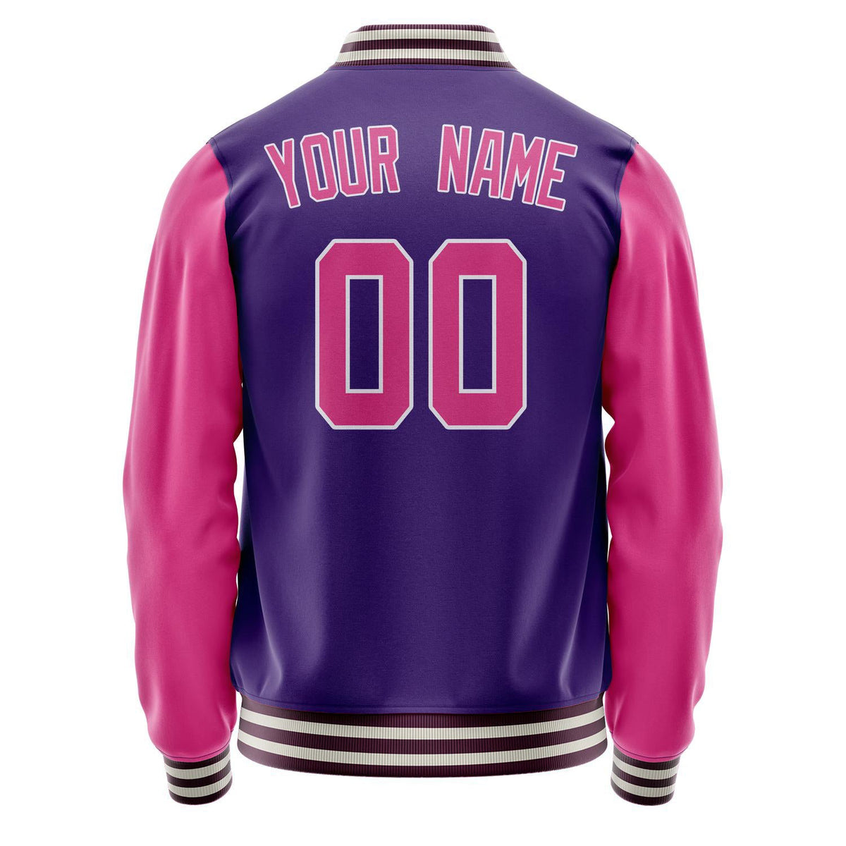 Custom Purple Pink Solid Color Varsity Letterman Jacket JA02240617KZ378