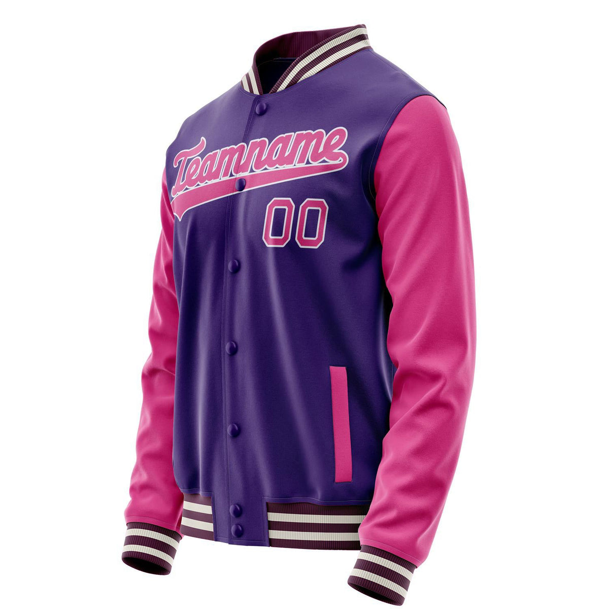 Custom Purple Pink Solid Color Varsity Letterman Jacket JA02240617KZ378