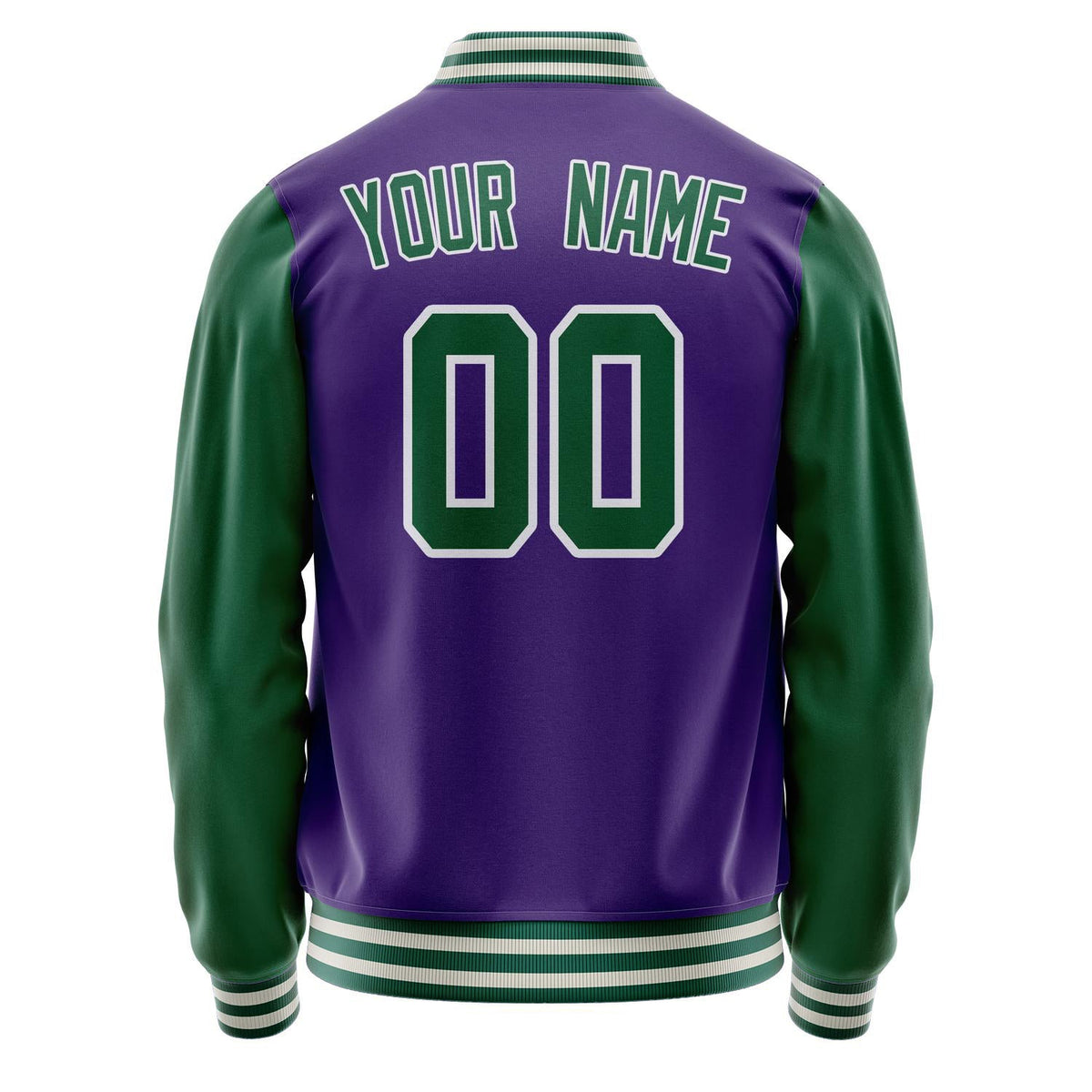 Custom Purple Kelly-Green Solid Color Varsity Letterman Jacket JA02240617KZ379