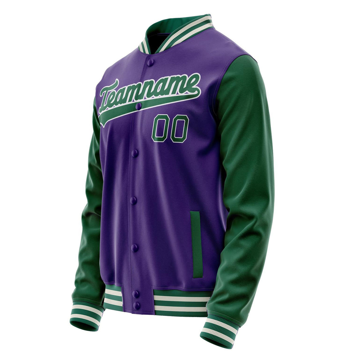 Custom Purple Kelly-Green Solid Color Varsity Letterman Jacket JA02240617KZ379