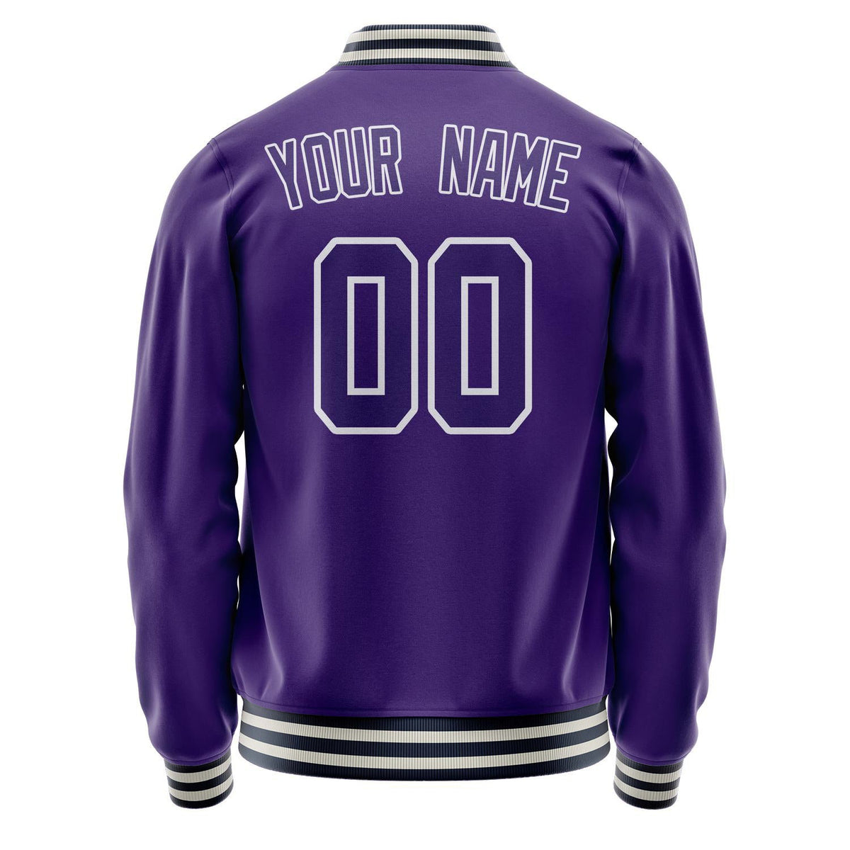 Custom Purple White Solid Color Varsity Letterman Jacket JA02240617KZ382