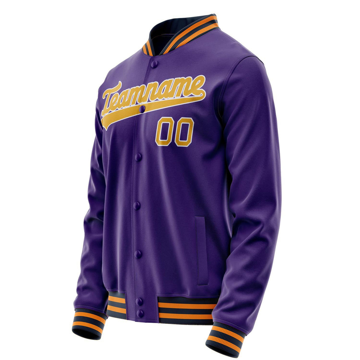 Custom Purple Gold Solid Color Varsity Letterman Jacket JA02240617KZ383