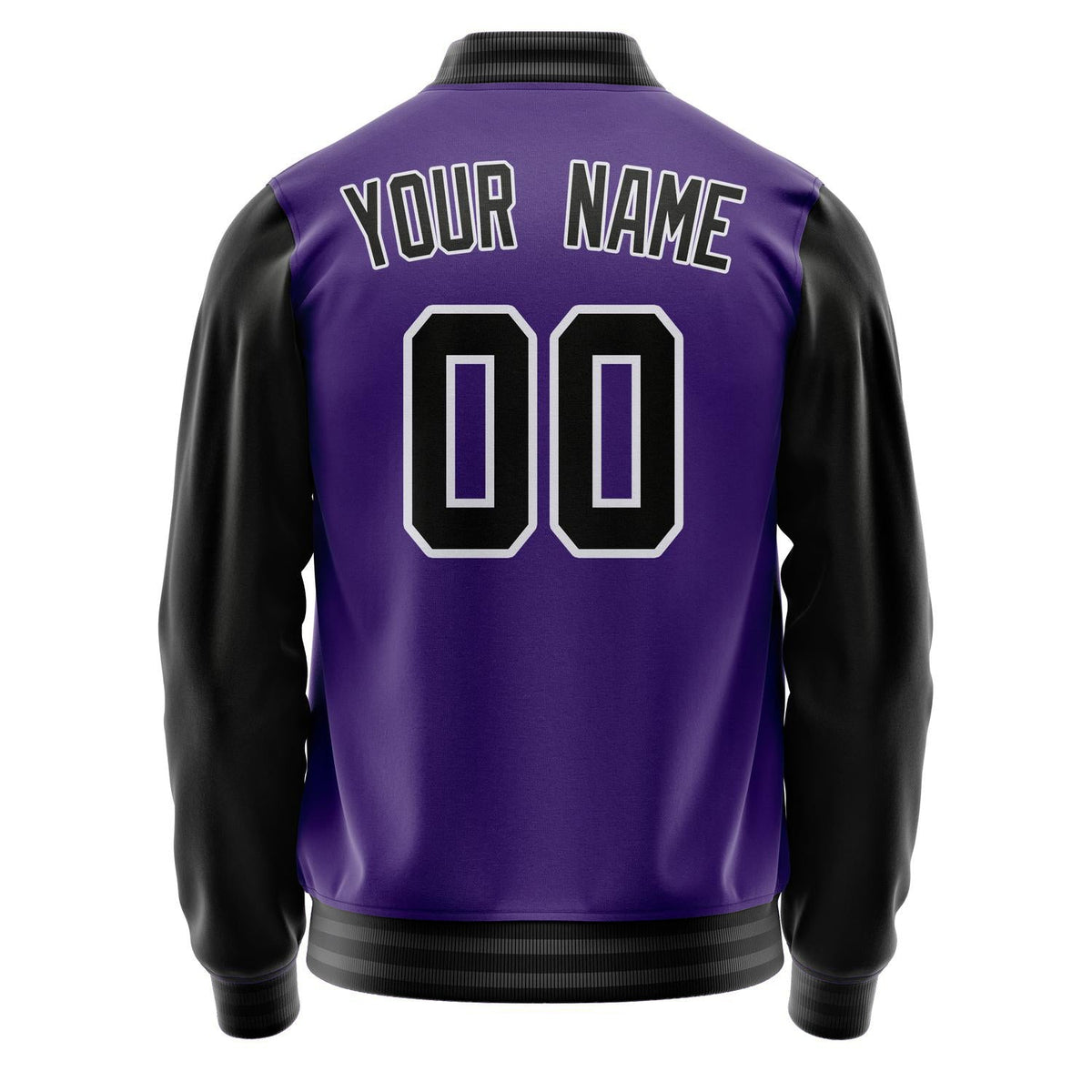 Custom Purple Black Solid Color Varsity Letterman Jacket JA02240617KZ384