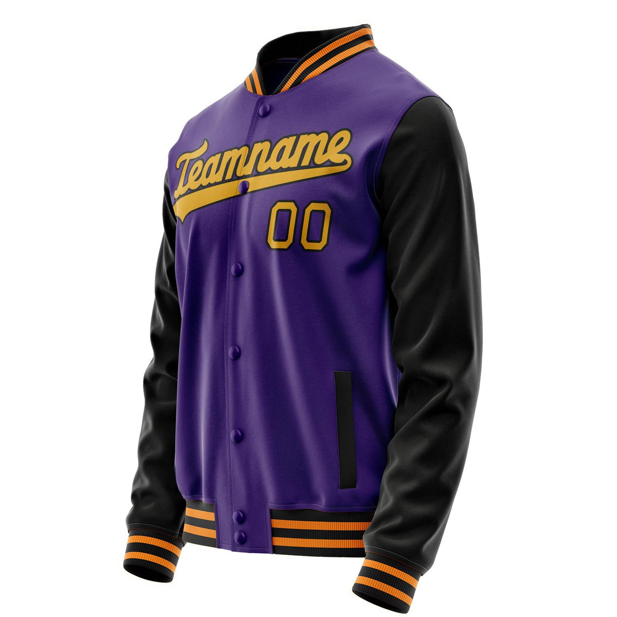 Custom Purple Black Solid Color Varsity Letterman Jacket JA02240617KZ385